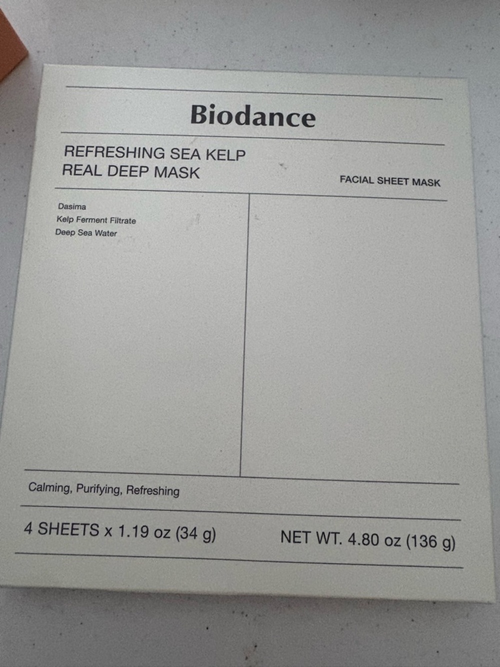 Biodance Refreshing Sea Kelp Real Deep Facial Sheet Mask - White